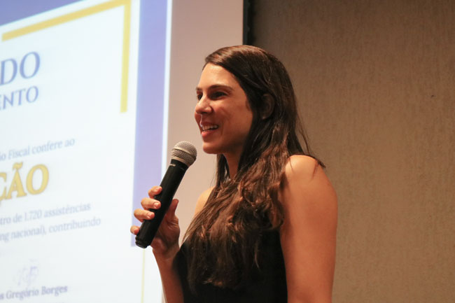 Representante da Receita Federal durante o evento.